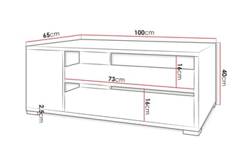 Lindesberg 100 cm Rektangulært Sofabord med Hyller i Malt Tre - Hvit - Møbler - Bord - Sofabord & salongbord