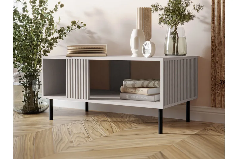 Lionel 92 cm Rektangulært Sofabord med Hyller i Malt Tre - Beige - Møbler - Bord - Sofabord & salongbord