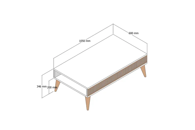 Lissione Sofabord 105 cm - Valnøtt/Beige - Møbler - Bord - Sofabord & salongbord