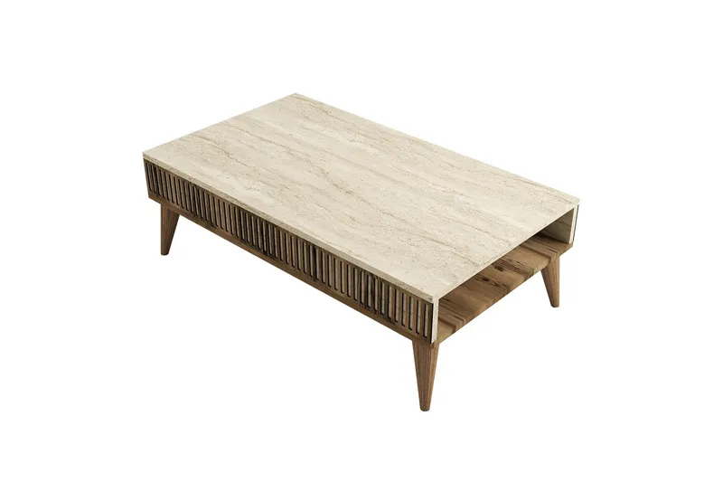 Lissione Sofabord 105 cm, Valnøtt/Beige