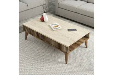 Lissione Sofabord 105 cm - Valnøtt/Beige - Møbler - Bord - Sofabord & salongbord