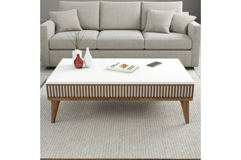 Lissione Sofabord 105 cm - Valnøtt/Hvit - Møbler - Bord - Sofabord & salongbord