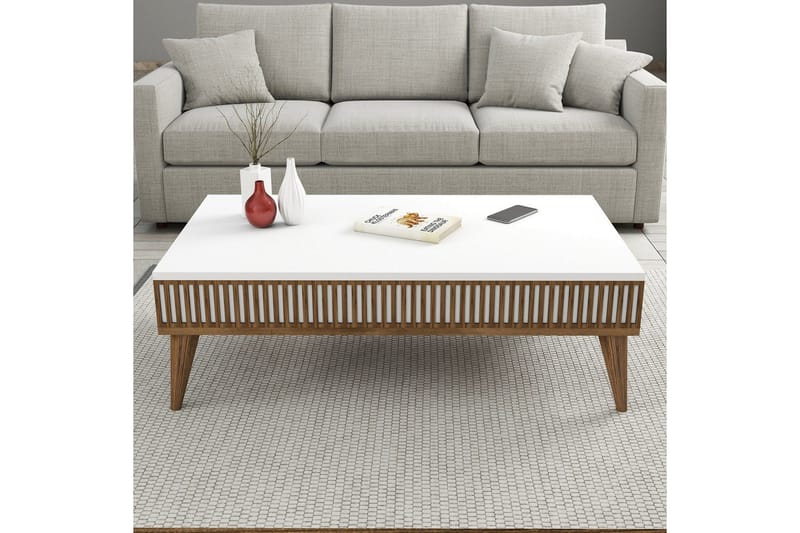 Lissione Sofabord 105 cm - Valnøtt/Hvit - Møbler - Bord - Sofabord & salongbord