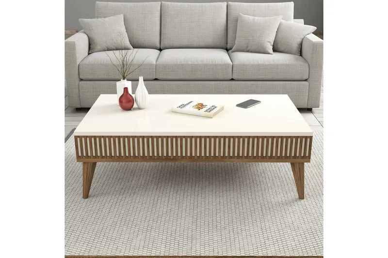 Lissione Sofabord 105 cm - Valnøtt/Krem - Møbler - Bord - Sofabord & salongbord