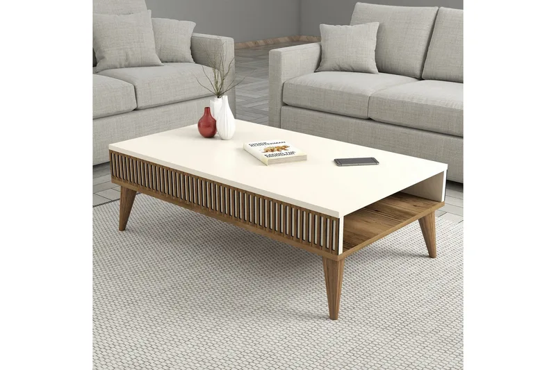 Lissione Sofabord 105 cm - Valnøtt/Krem - Møbler - Bord - Sofabord & salongbord