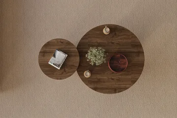 Lorricus sofabord 70 cm rundt - Valnøtt og Travertin - Møbler - Bord - Sofabord & salongbord