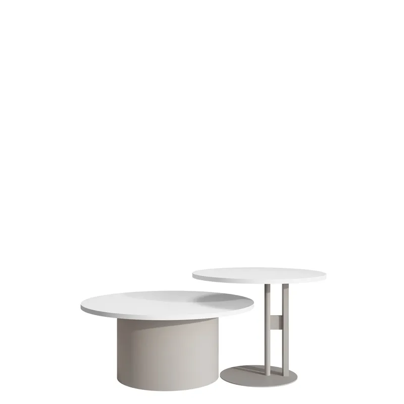 Lorvyn Sett med bord rundt 58/75 cm, Beige, hvit