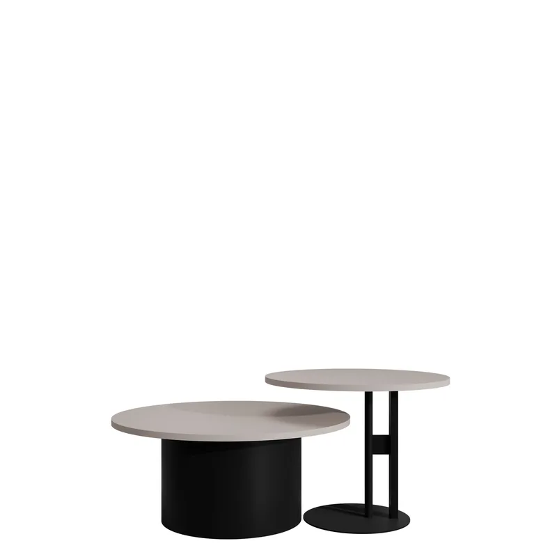 Lorvyn Sett med bord rundt 58/75 cm, Beige, svart