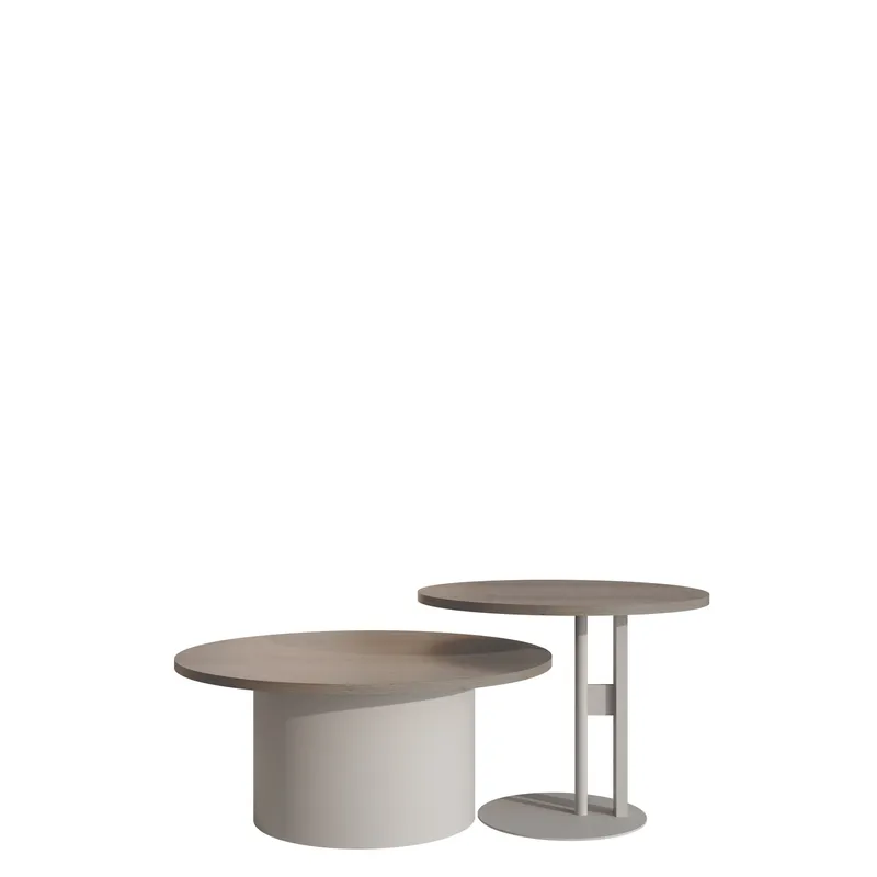 Lorvyn Sett med bord rundt 58/75 cm - Beige og lysebrun - Møbler - Bord - Sofabord & salongbord