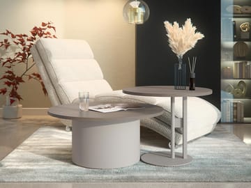 Lorvyn Sett med bord rundt 58/75 cm - Beige og lysebrun - Møbler - Bord - Sofabord & salongbord