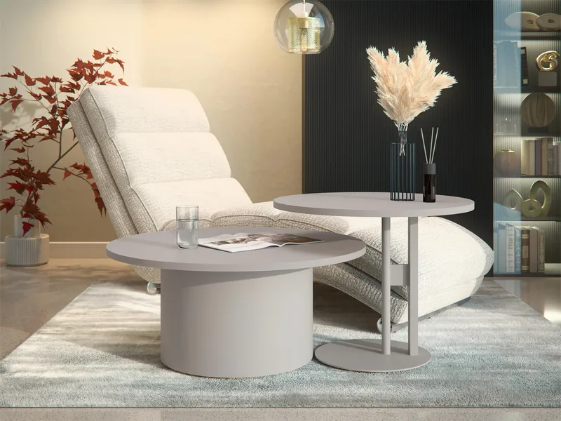 Lorvyn Sett med bord rundt 58/75 cm - Beige - Møbler - Bord - Sofabord & salongbord