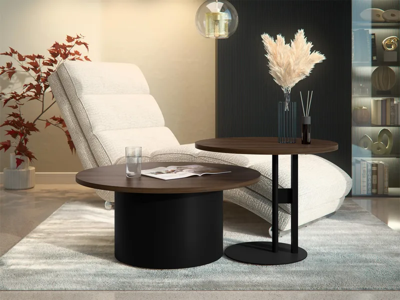 Lorvyn Sett med bord rundt 58/75 cm - Brun, svart - Møbler - Bord - Sofabord & salongbord