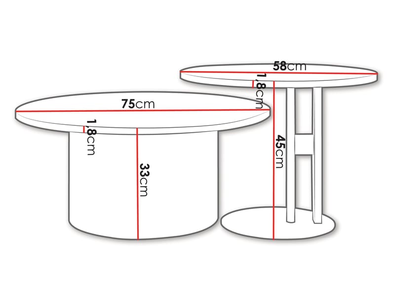 Lorvyn Sett med bord rundt 58/75 cm - Svart, hvit marmor - Møbler - Bord - Sofabord & salongbord