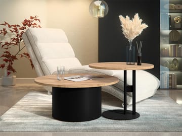 Lorvyn Sett med bord rundt 58/75 cm - Svart, natur - Møbler - Bord - Sofabord & salongbord