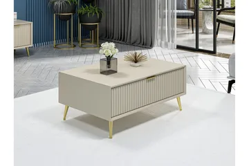Luxe 90 cm Rektangulært Salongbord med Skuffer i Tre - Beige - Møbler - Bord - Sofabord & salongbord