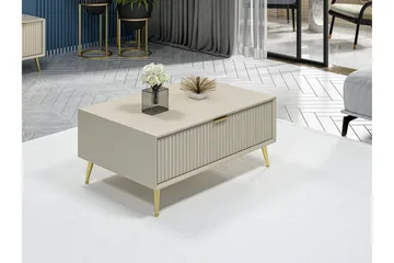 Luxe 90 cm Rektangulært Salongbord med Skuffer i Tre - Beige - Møbler - Bord - Sofabord & salongbord