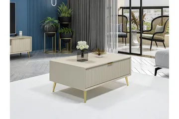 Luxe 90 cm Rektangulært Salongbord med Skuffer i Tre - Beige - Møbler - Bord - Sofabord & salongbord