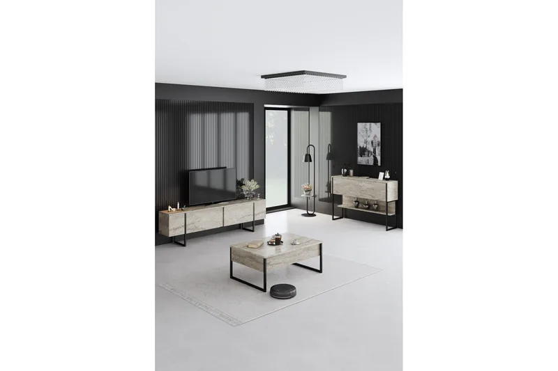 Luxe Sofabord 90 cm - Beige/Svart - Møbler - Bord - Sofabord & salongbord