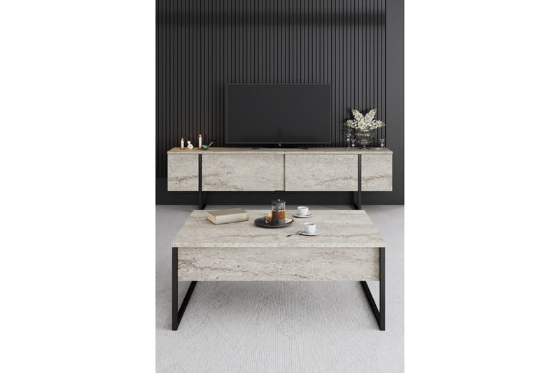 Luxe Sofabord 90 cm - Beige/Svart - Møbler - Bord - Sofabord & salongbord