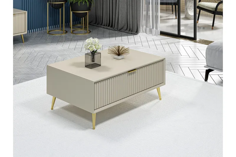 Luxe Sofabord 90 cm - Sandstein - Møbler - Bord - Sofabord & salongbord