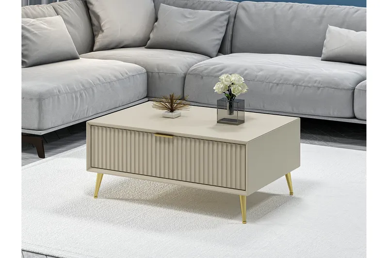 Luxe Sofabord 90 cm - Sandstein - Møbler - Bord - Sofabord & salongbord