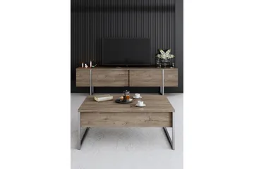 Luxe Sofabord 90 cm - Valnøtt/Sølv - Møbler - Bord - Sofabord & salongbord