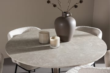Lycke Spisegruppe 110 cm Rund med 4 Agnes stoler - Beige/Hvit - Møbler - Bord - Spisegruppe