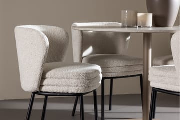 Lycke Spisegruppe 110 cm Rund med 4 Agnes stoler - Beige/Hvit - Møbler - Bord - Spisegruppe