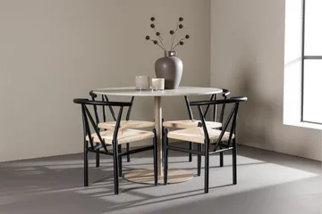 Lycke Spisegruppe 110 cm Rund med 4 Alfons stoler - Beige/Svart - Møbler - Bord - Spisegruppe