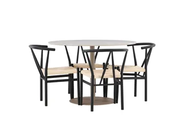 Lycke Spisegruppe 110 cm Rund med 4 Alfons stoler - Beige/Svart - Møbler - Bord - Spisegruppe