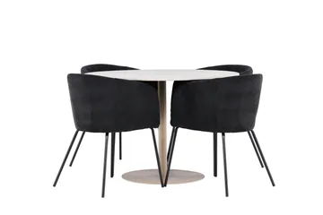 Lycke Spisegruppe 110 cm Rund med 4 Berit stoler - Beige/Svart - Møbler - Bord - Spisegruppe