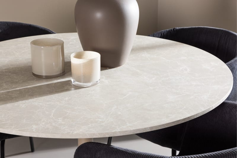 Lycke Spisegruppe 110 cm Rund med 4 Berit stoler - Beige/Svart - Møbler - Bord - Spisegruppe