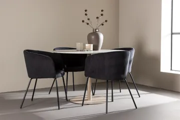 Lycke Spisegruppe 110 cm Rund med 4 Berit stoler - Beige/Svart - Møbler - Bord - Spisegruppe