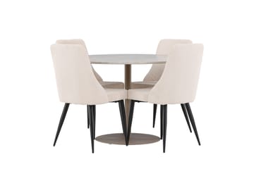 Lycke Spisegruppe 110 cm Rund med 4 Leone stoler - Beige/Beige - Møbler - Bord - Spisegruppe