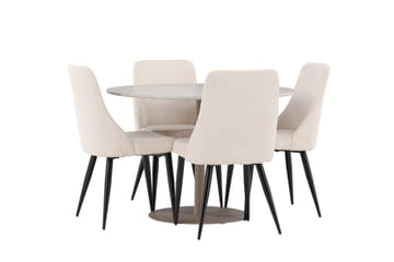 Lycke Spisegruppe 110 cm Rund med 4 Leone stoler - Beige/Beige - Møbler - Bord - Spisegruppe