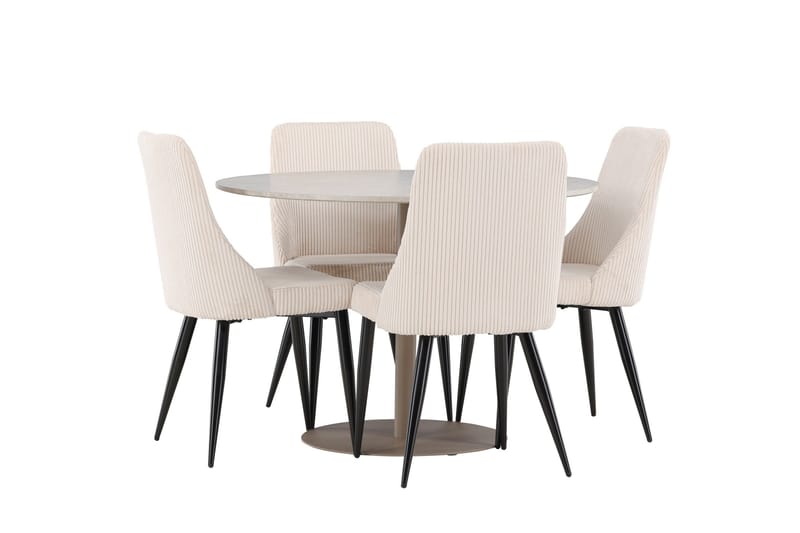 Lycke Spisegruppe 110 cm Rund med 4 Leone stoler - Beige/Beige - Møbler - Bord - Spisegruppe