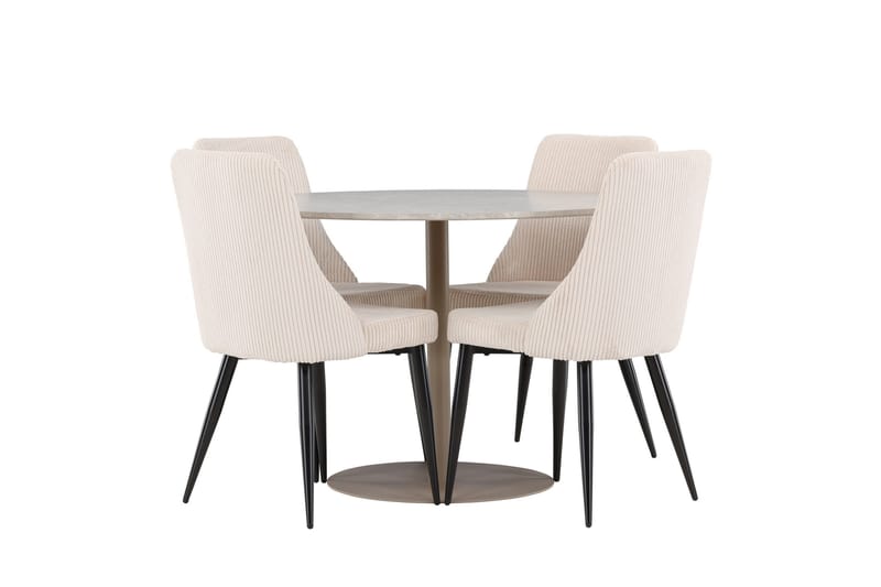 Lycke Spisegruppe 110 cm Rund med 4 Leone stoler - Beige/Beige - Møbler - Bord - Spisegruppe