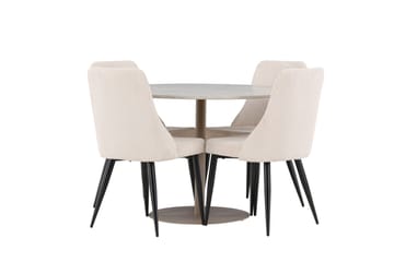 Lycke Spisegruppe 110 cm Rund med 4 Leone stoler - Beige/Beige - Møbler - Bord - Spisegruppe