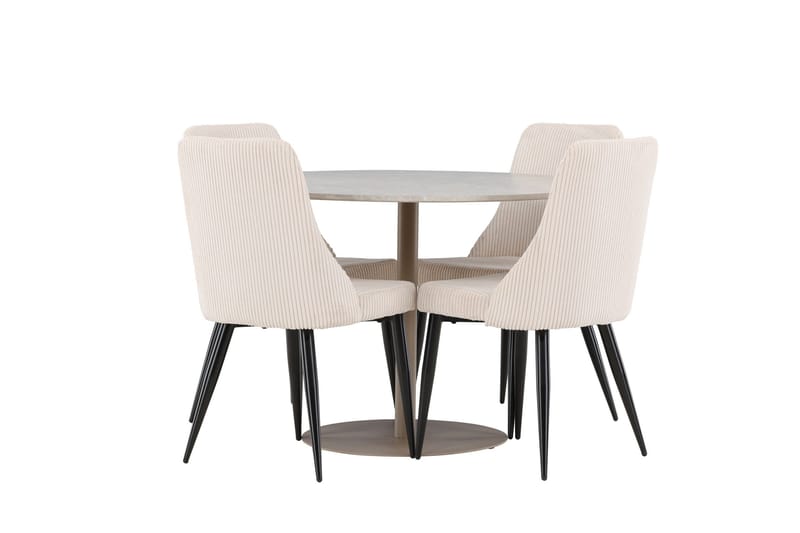 Lycke Spisegruppe 110 cm Rund med 4 Leone stoler - Beige/Beige - Møbler - Bord - Spisegruppe