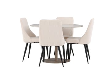 Lycke Spisegruppe 110 cm Rund med 4 Leone stoler - Beige/Beige - Møbler - Bord - Spisegruppe
