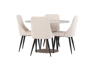 Lycke Spisegruppe 110 cm Rund med 4 Leone stoler - Beige/Beige - Møbler - Bord - Spisegruppe