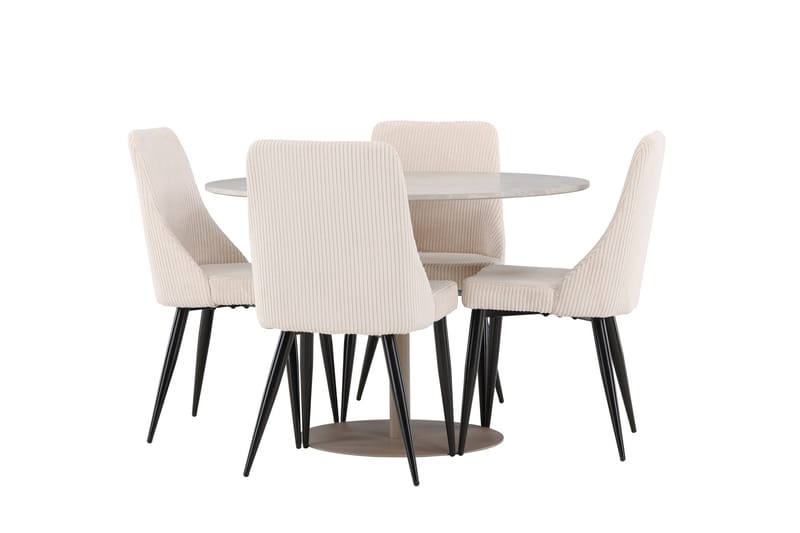Lycke Spisegruppe 110 cm Rund med 4 Leone stoler - Beige/Beige - Møbler - Bord - Spisegruppe