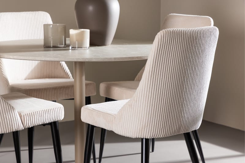 Lycke Spisegruppe 110 cm Rund med 4 Leone stoler - Beige/Beige - Møbler - Bord - Spisegruppe