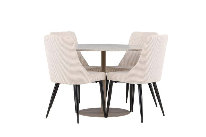 Lycke Spisegruppe 110 cm Rund med 4 Leone stoler - Beige/Beige - Møbler - Bord - Spisegruppe