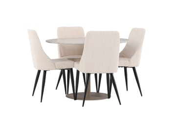 Lycke Spisegruppe 110 cm Rund med 4 Leone stoler - Beige/Beige - Møbler - Bord - Spisegruppe