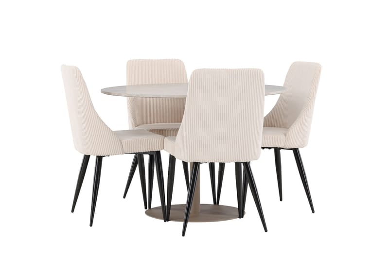 Lycke Spisegruppe 110 cm Rund med 4 Leone stoler - Beige/Beige - Møbler - Bord - Spisegruppe
