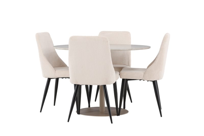 Lycke Spisegruppe 110 cm Rund med 4 Leone stoler - Beige/Beige - Møbler - Bord - Spisegruppe