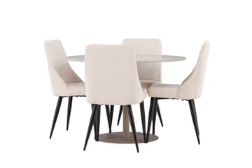 Lycke Spisegruppe 110 cm Rund med 4 Leone stoler - Beige/Beige - Møbler - Bord - Spisegruppe