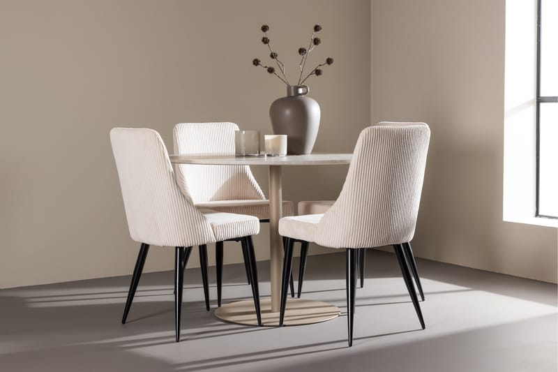 Lycke Spisegruppe 110 cm Rund med 4 Leone stoler - Beige/Beige - Møbler - Bord - Spisegruppe