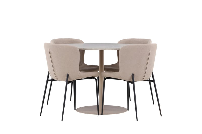 Lycke Spisegruppe 110 cm Rund med 4 Modesto stoler - Beige/Beige - Møbler - Bord - Spisegruppe